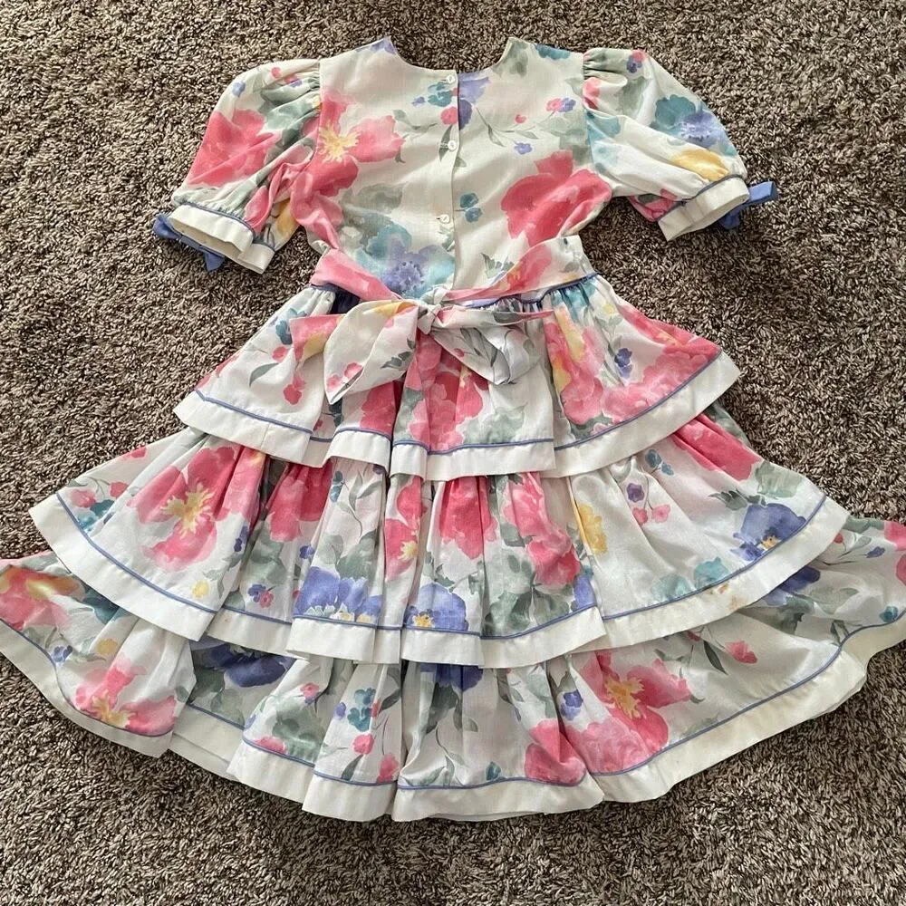 Vintage MiniWorld tiered girls dress 6X